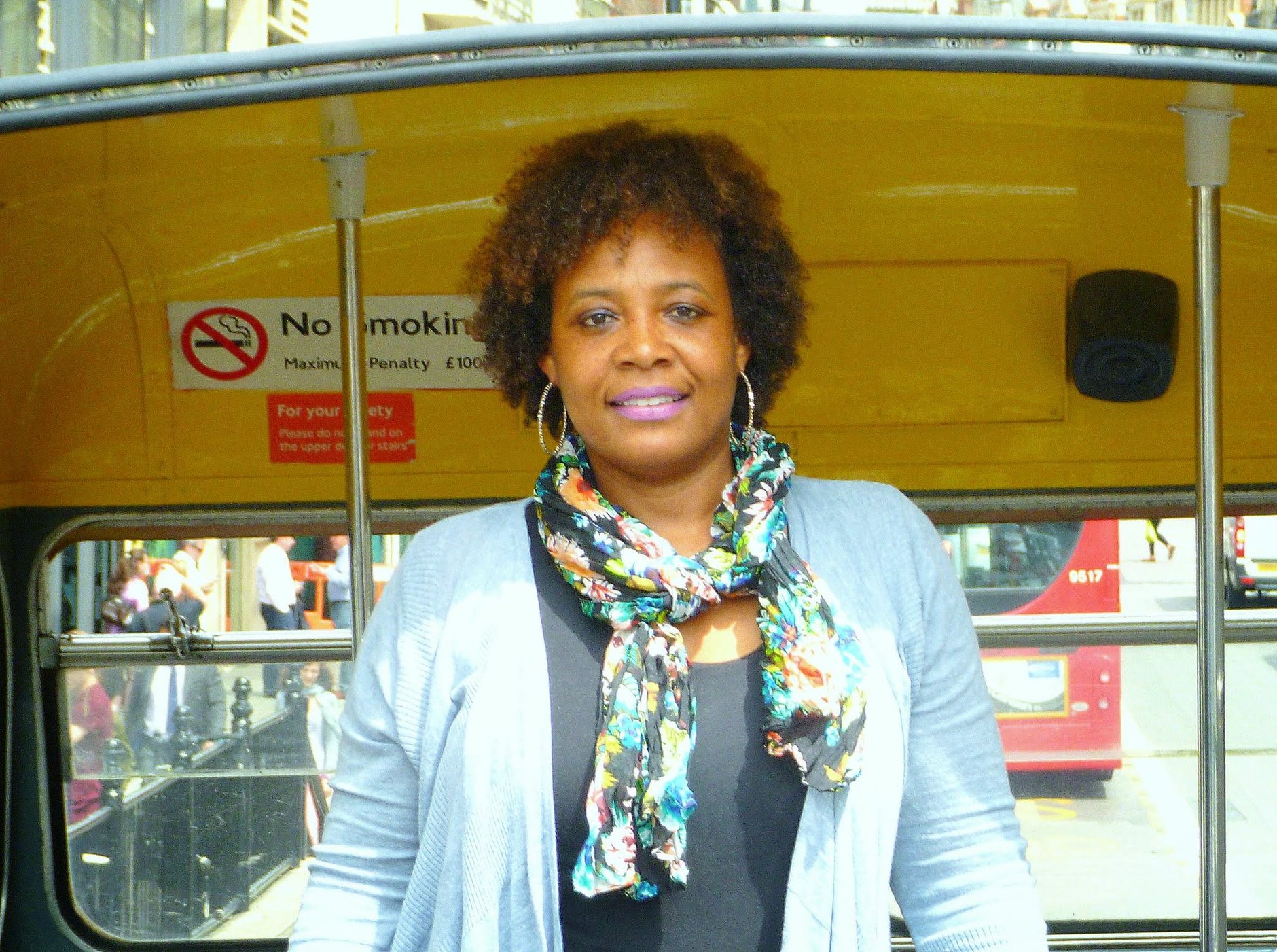 Our founder aboard a vintage London bus