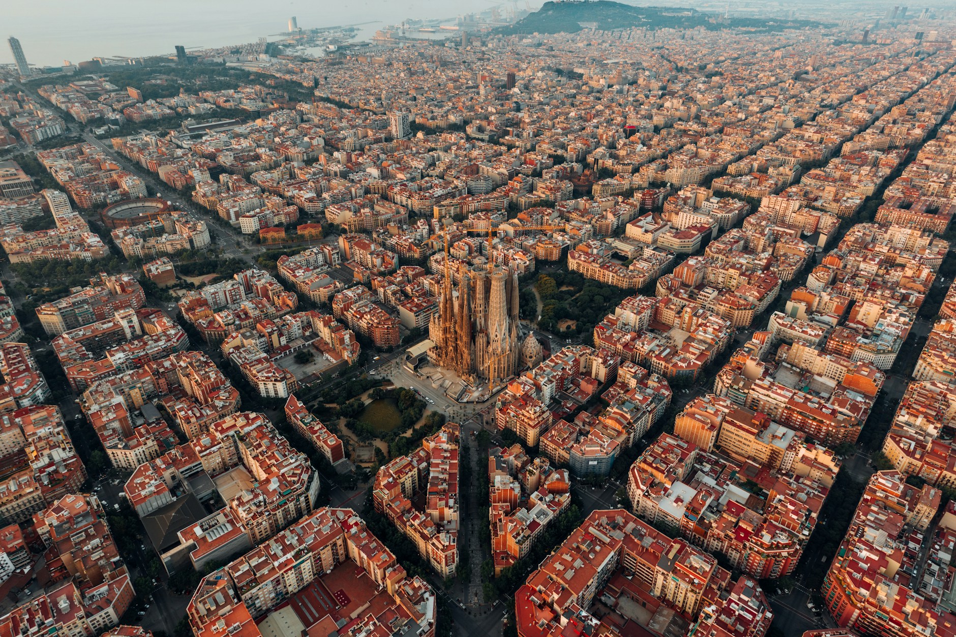 Barcelona's Eixample grid from the air