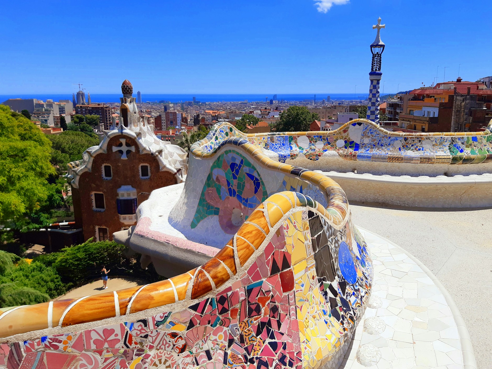 Mosaic benches at Park Guell above Barcelona