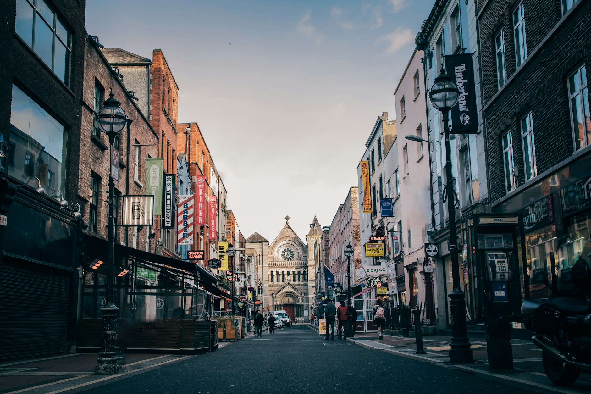 A Dublin street leading toward Christ Church Cathedral