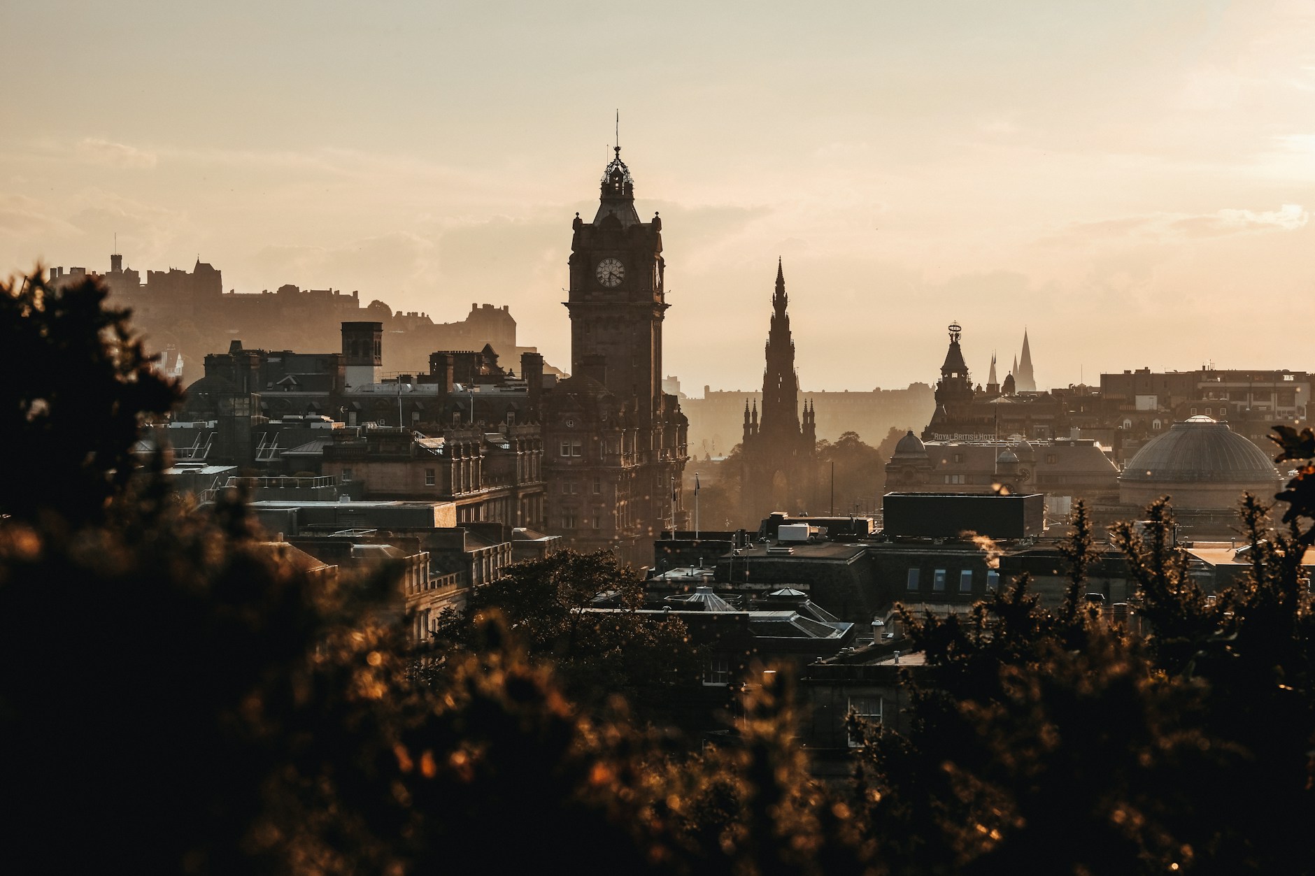 The Edinburgh skyline at golden hour